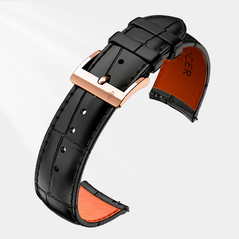 AGELOCER Original Watch Spare Part Width 21mm Genuine Leather Strap 316L Stainless Steel Buckle