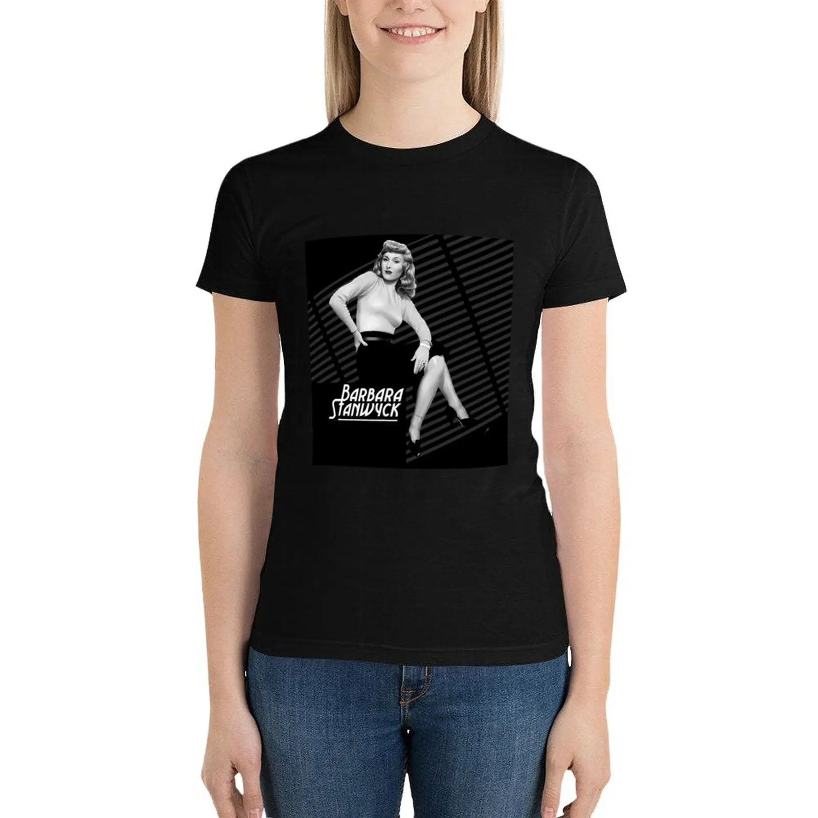 Barbara Stanwyck-T-Shirt double Indem pour femme, vêtements d'été, grande taille, médicaments, nouvelle édition