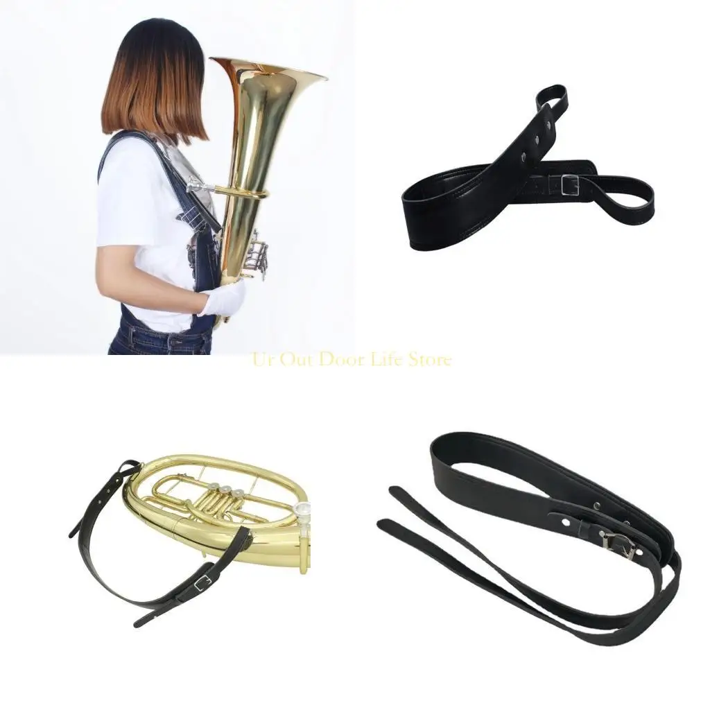 

77UF Мягкий кожаный ремешок для тубы Мягкий пояс для тубы Обнимающий ремень Рог Ремень для тубы