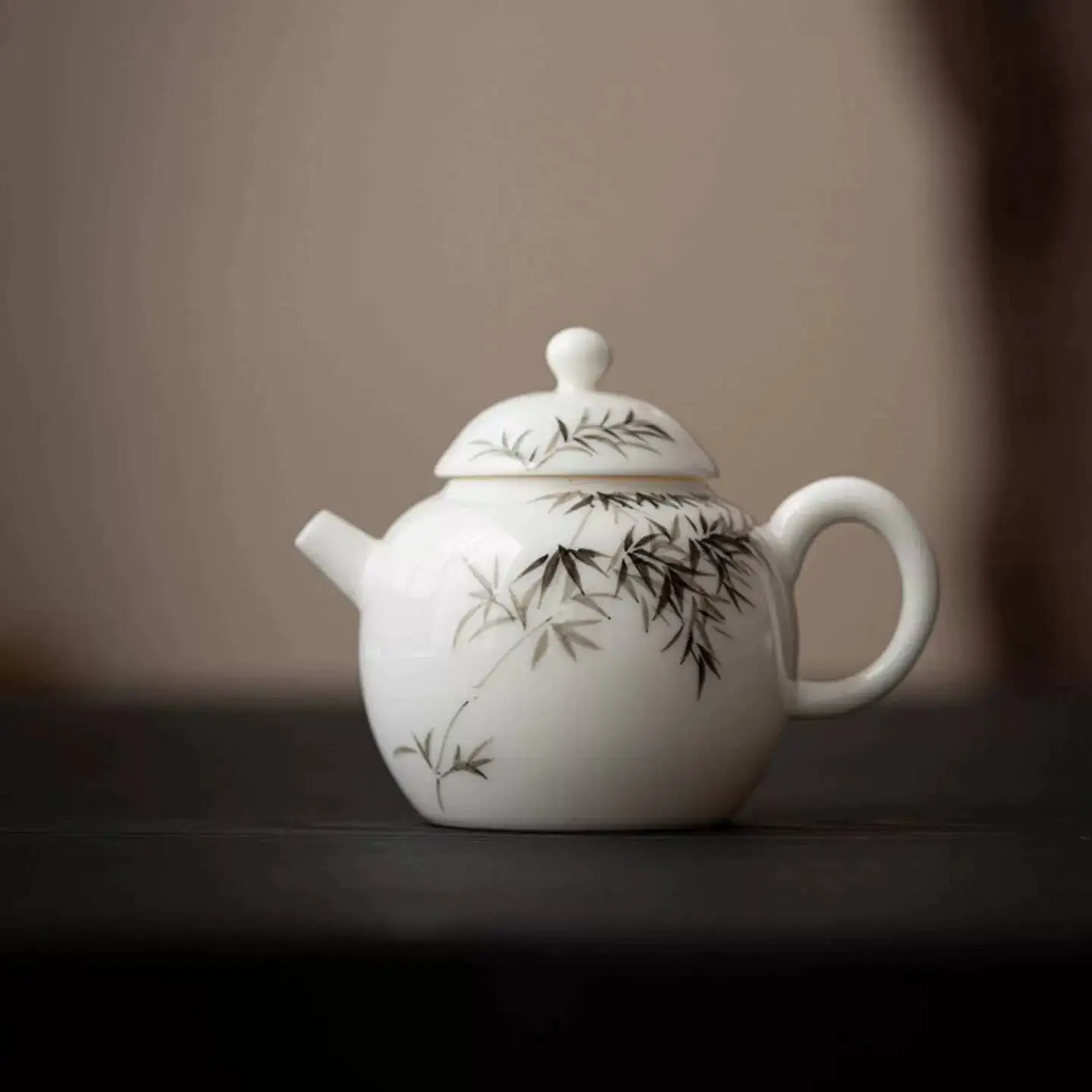 Wuyintang Ceramic Hand Painted Ink Bamboo For Home Use Underglaze Color Small Teapot With Single Ball Hole Filter Tea Set