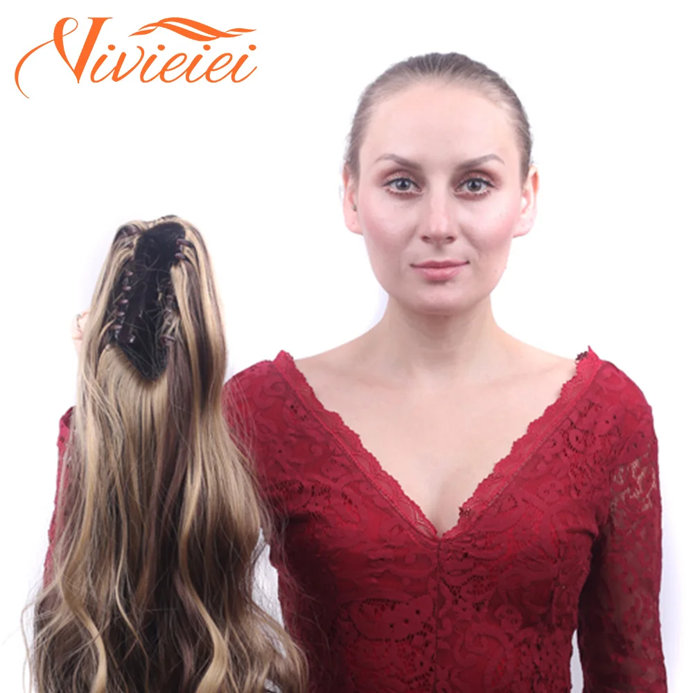 VIVIEIEI Synthetic Claw Clip On Ponytail Hair Extension Ponytail Extension Hair For Women Pony Tail Hairpiece Curly Style 22inch