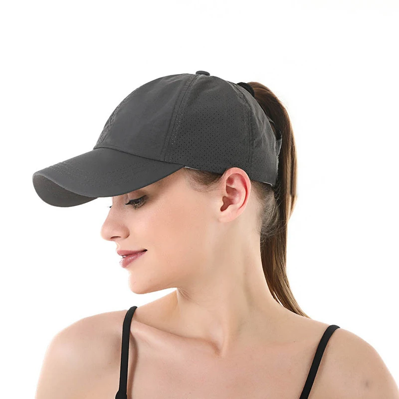 Women Criss Cross Ponytail Baseball Cap Adjustable High Messy Bun Pony cap outdoor sports running Quick Drying Hat