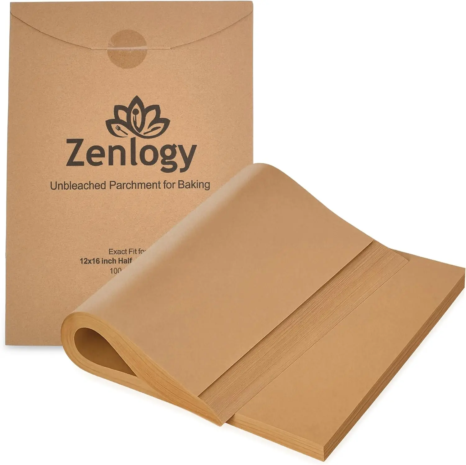 

Unbleached Chlorine-Free Parchment Paper Sheets 12x16, 100 Count for Baking - High Heat Non-Stick Pre-Cut for Half Sheet Pans
