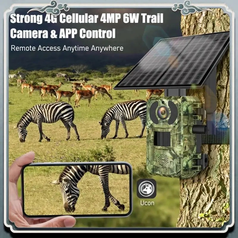4G Sim Card LTE Cellular 4W Solar 7800Mah Battery Hunting Trail Motion Activated Night Vision 4MP IP66 Camera(US) Durable