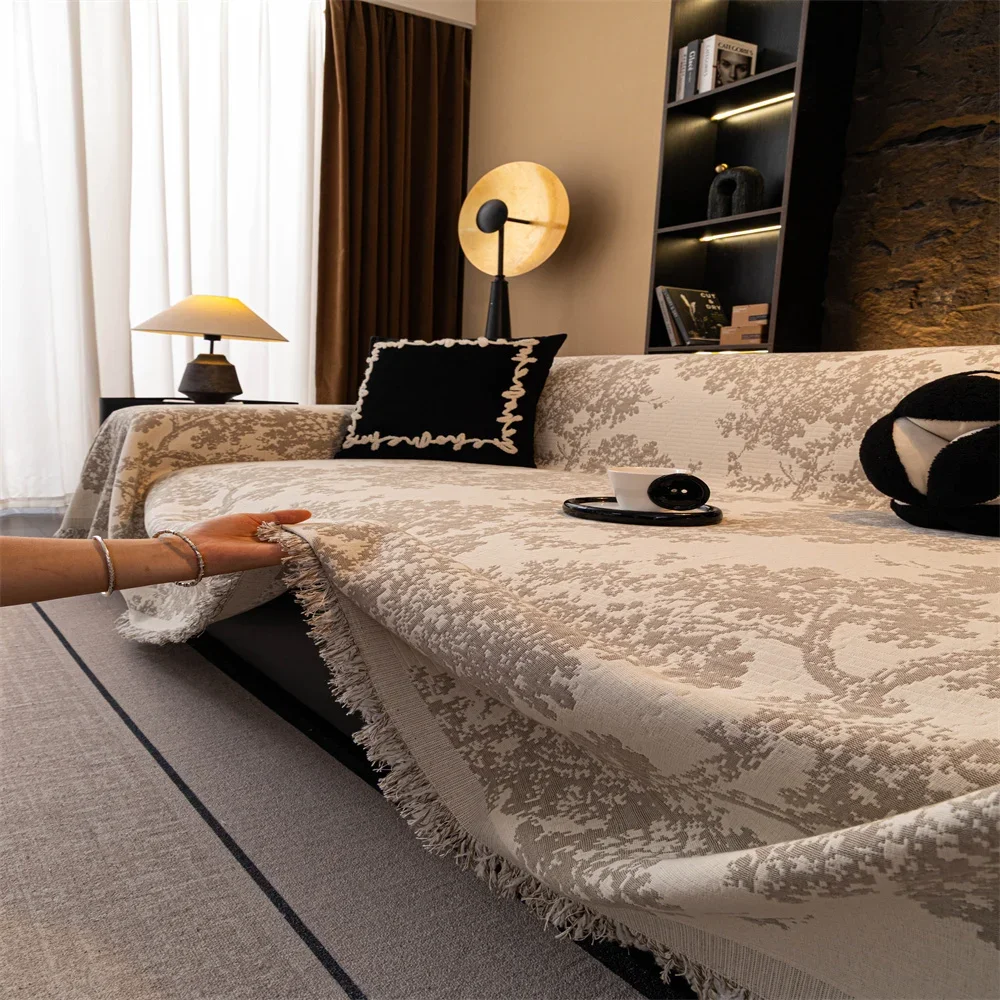2026 Retro French Style Light Luxury Sofa Cover Universal Non-Slip All-Season Fabric High-Quality Sofa Slipcover Anti-Cat