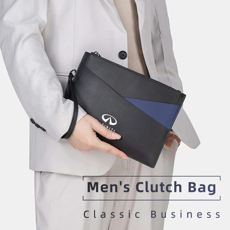 Men's Genuine Leather Envelope Clutch Bag Business Handbag Car Gift For Infiniti Q50 FX35 Q30 G37 Q70 QX70 G35 Q60 QX50 QX60