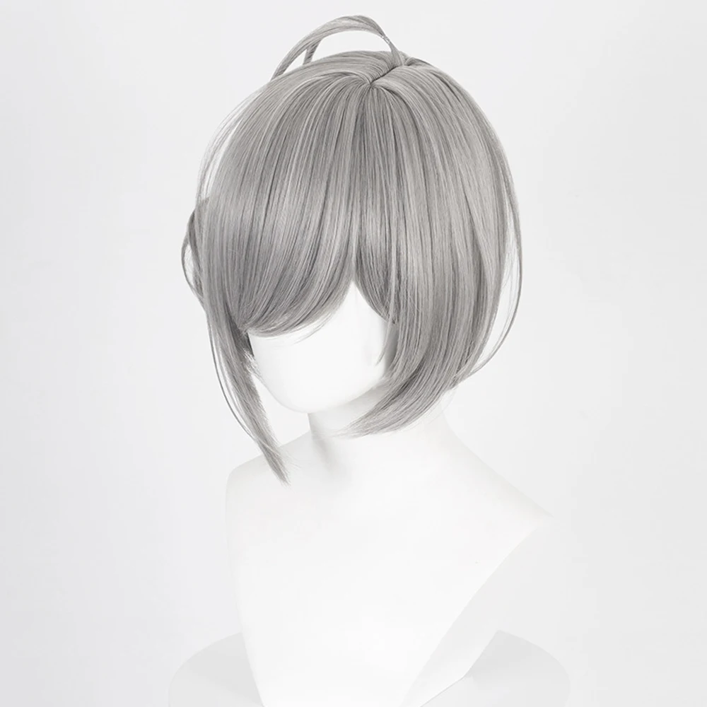 RANYU Reverse:1999 Vertin Wig Synthetic Short Straight Gray Game Cosplay Heat Resistant Wig for Daily Party