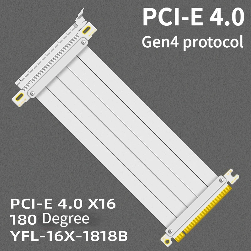 

White PCI Express 16x 4.0 Flexible Cable Riser Extender PCI-E X16 Gen 4 Extension Port GPU Adapter Graphics Vertical Base Holder