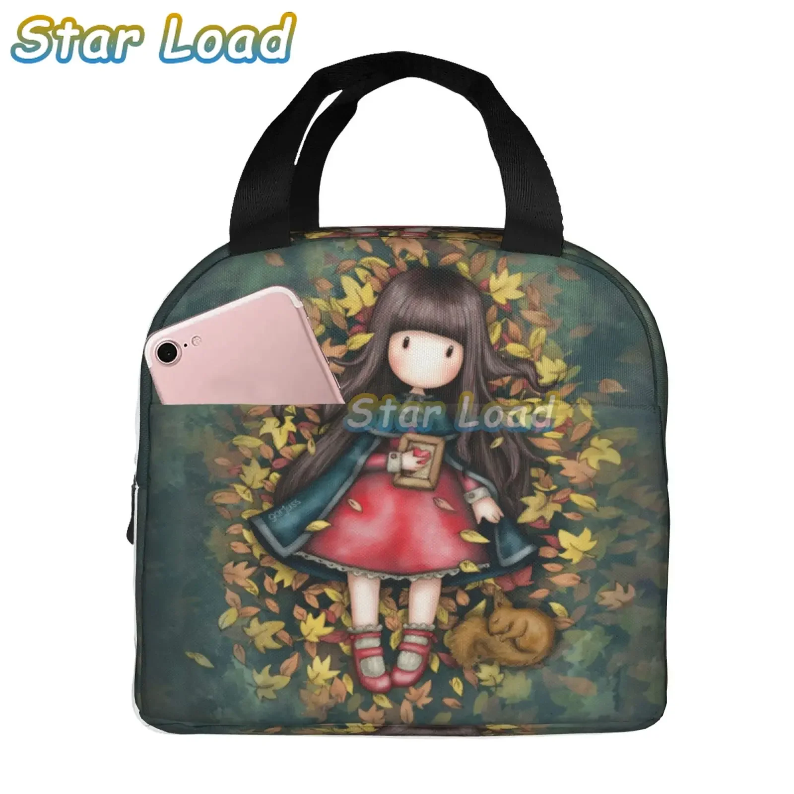 Santoro Gorjuss Doll Insulated Lunch Tote Bag for Women Cartoon Girl Portable Cooler Thermal Food Lunch Box Work School Travel