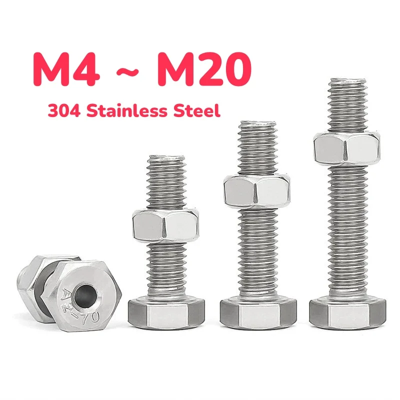 

M4 M5 M6 M8 M10 M12 M14 M16 M18 M20 304 Stainless Steel Hollow Outer Hex Screws with Free Nuts Combination Bolt