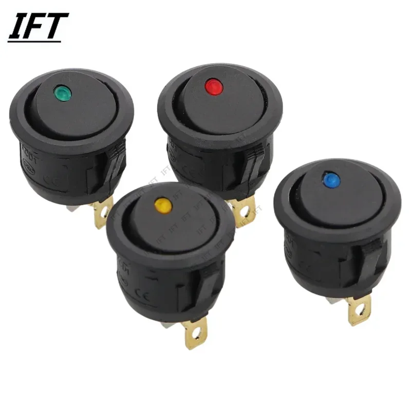 10 sztuk ON/OFF 12V 220V 20mm okrągły przełącznik kołyskowy Dot wodoodporne światło LED luminescencyjne przełączniki dwupozycyjne 3Pin