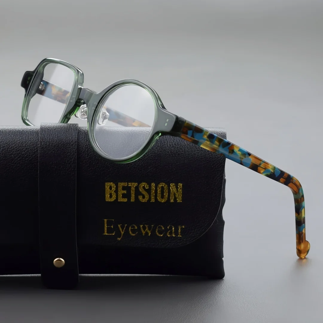 

BETISON Fashion Vintage Acetate Eyeglasses Frame Square Round Spectacle Frame Men Women Optical Glasses Prescription Lenses