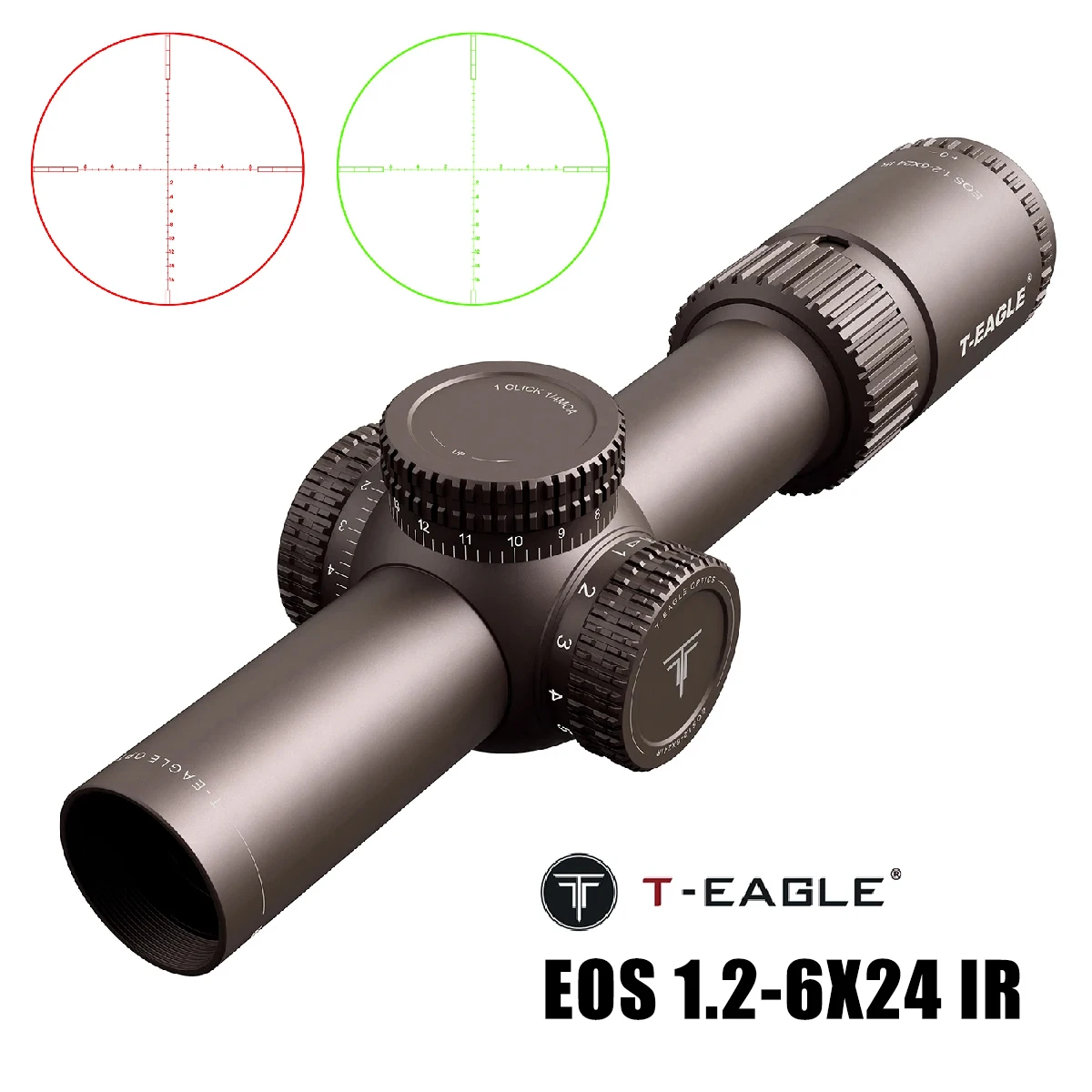 

EOS 1.2-6 X24IR Tactical Scope Outdoors Hunting Shooting Riflescope Red Green Illuminated Airsoft Optics Sight for 11/20mm