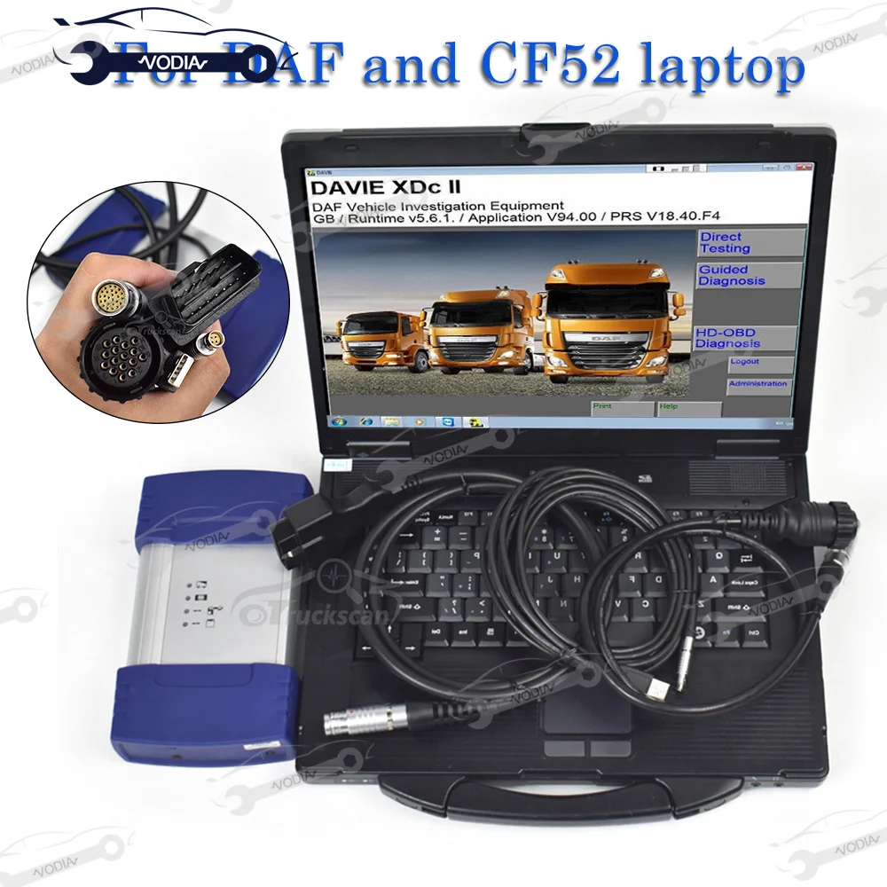 for DAF DAVIE for DAF Diagnostic kit for daf truck diagnostic scanner-Paccar davie DAF 560 MUX+CF52 LAPTOP