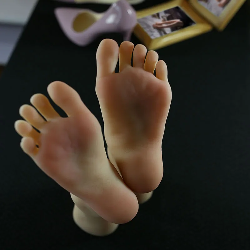 

Real Female Foot Model False Nail Art Silicone Feet Fetish for Massage Training Manicure Shoes Sock Display Salon