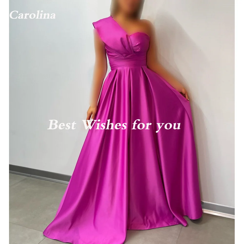 Carolina One-Shoulder Floor Length Sleeveless Evening Dresses Women A-Line Elegant Wedding Guest Elegant Formal Party Gowns