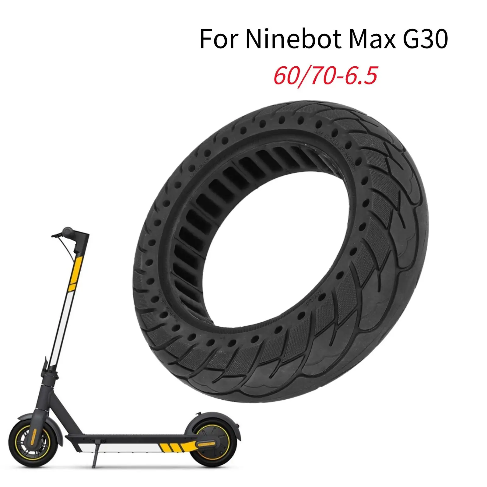 

60/70-6.5 Rubber Tire 10*2.5 Honeycomb Solid Tire for Ninebot Max G30 Scooter Shock Absorbing Explosion-proof Tyre Accessory