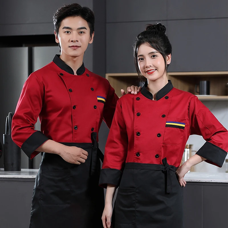 Mannen Black Chef Jacket Vrouwen Lange Mouw Kantine Kok Uniform Voor Hotel Zomer Ober Overalls Restaurant Keuken Koken Kleding