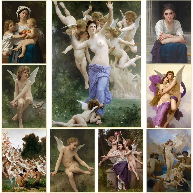 Artist William Bouguereau Classic Artwork Poster Canvas Oil Painting Woman Figure Wall Art For Living Room Home Decoration