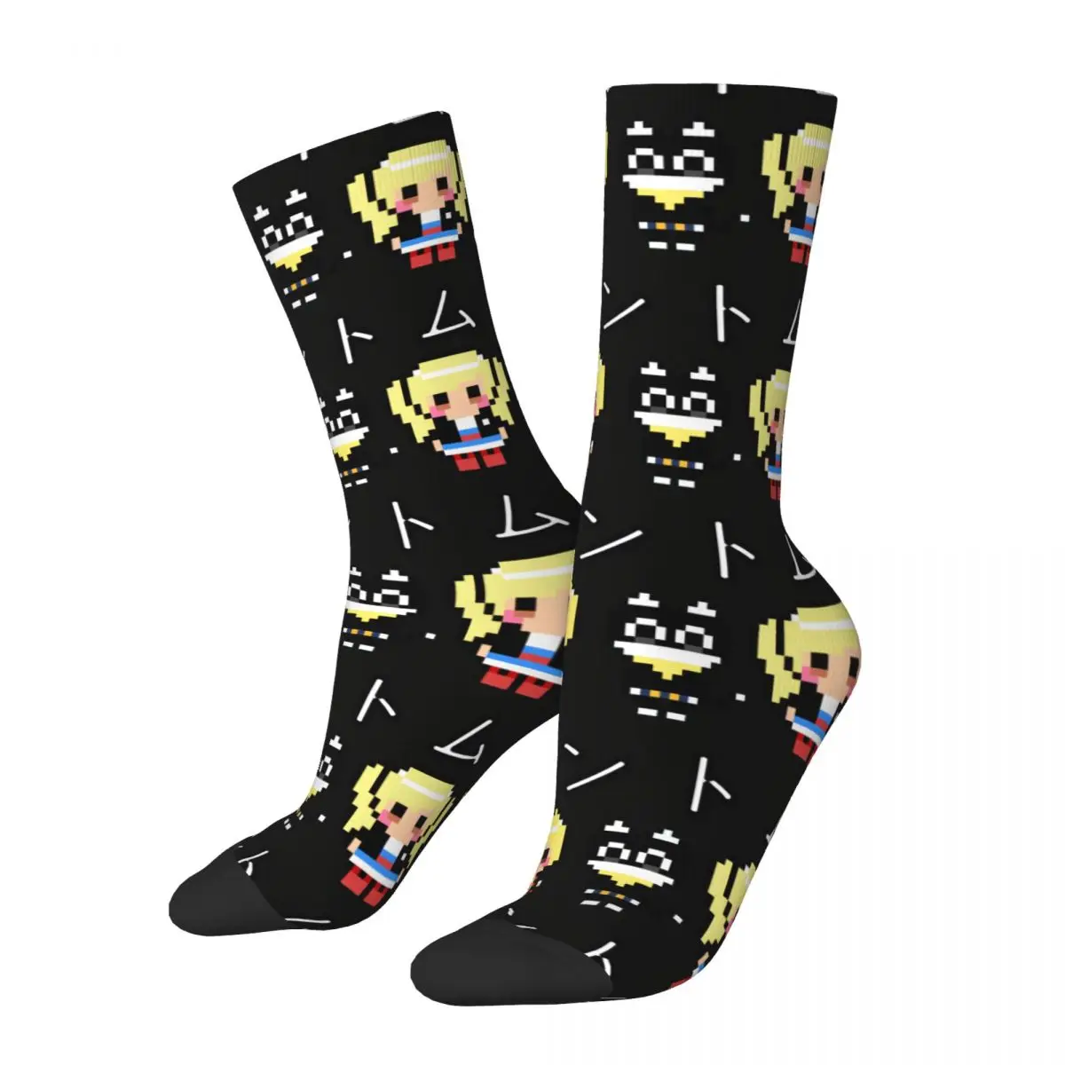 Hip Hop Vintage Thieves Phantom Kanji 8 Bit Pixel Art Crazy Men's compression Socks Unisex Persona Series Game Crew Sock