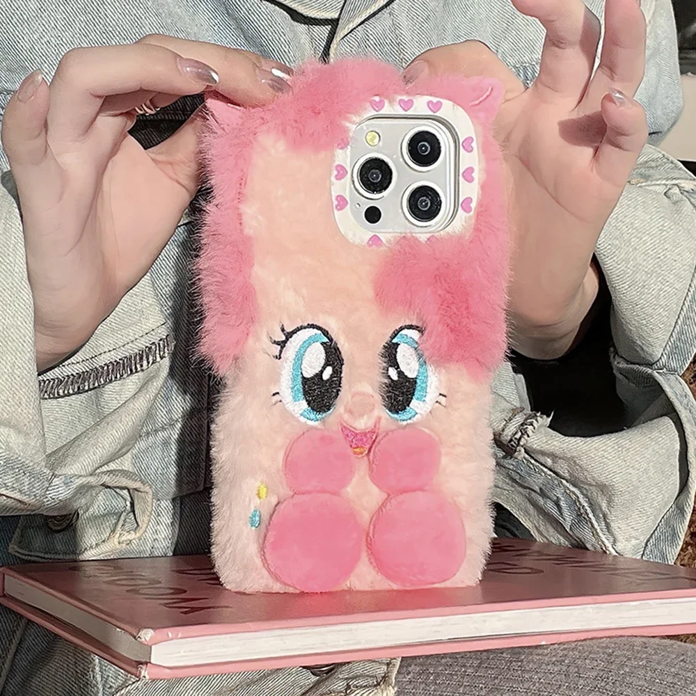 3D Cartoon PLush Winter Mys Littles Ponies Phone Case for IPhone 16 15 14 13 12 11 Pro Max Soft Anti-fall Back Cover Funda