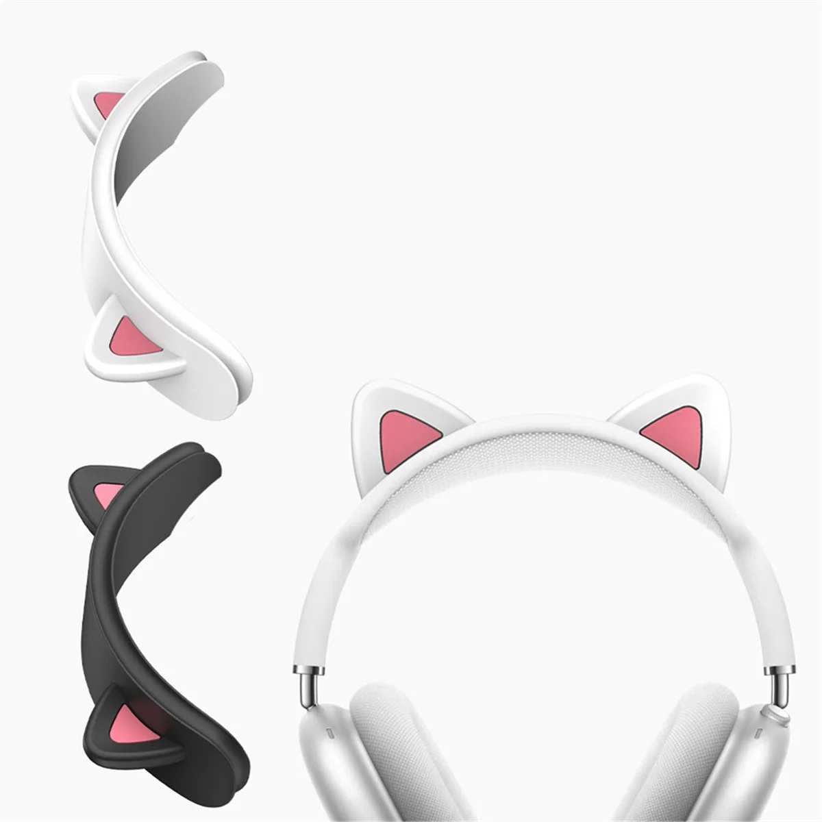 T35C para auriculares Bluetooth inalámbricos multifuncionales Max, cubierta protectora de silicona con oreja de gato y barra transversal, color blanco