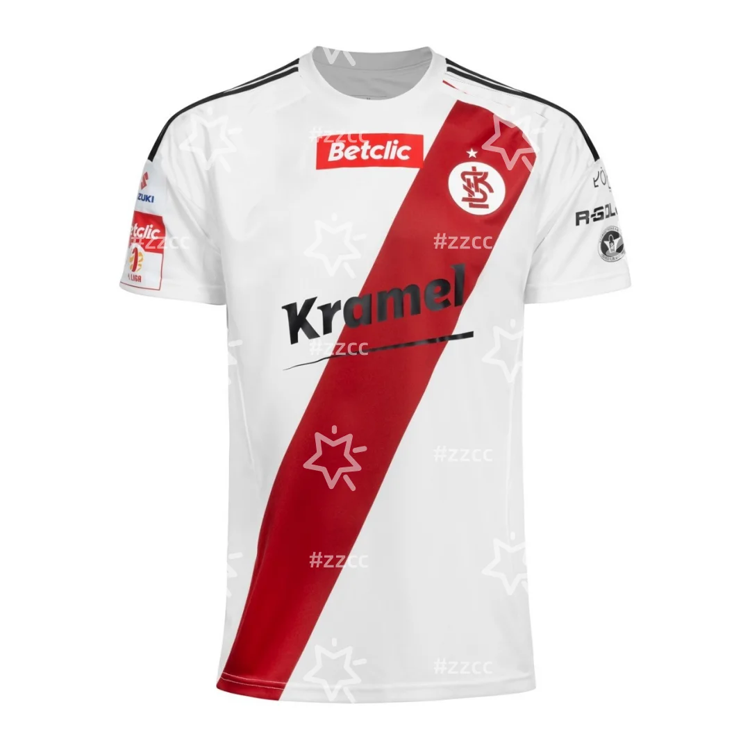 

25-26 ŁKS Łódź Home Football Jersey Competition Kit Summer Sports quick-dry Men's T-Shirt Kid's Tee Woman beach T-shirt ﻿