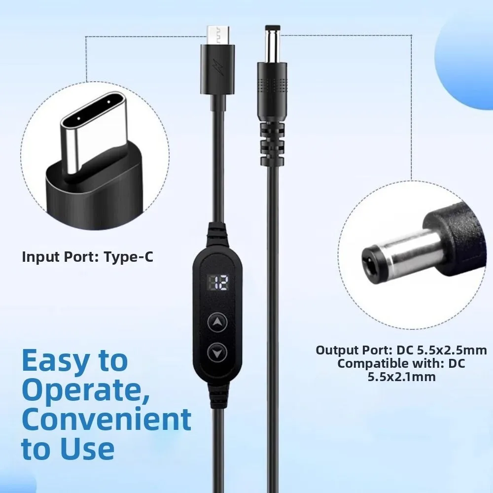 

Прочный преобразователь USB-C в DC с регулируемым напряжением 5В-12В, кабель для быстрой зарядки PD, адаптер для быстрой зарядки 3А, зарядный шнур