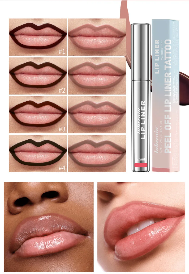 Waterproof Lip Liner Peel Off Tattoo Lipgloss Long Lasting Waterproof Matte Lip Tint Brown Contour Tear-off Lips Stain Cosmetic