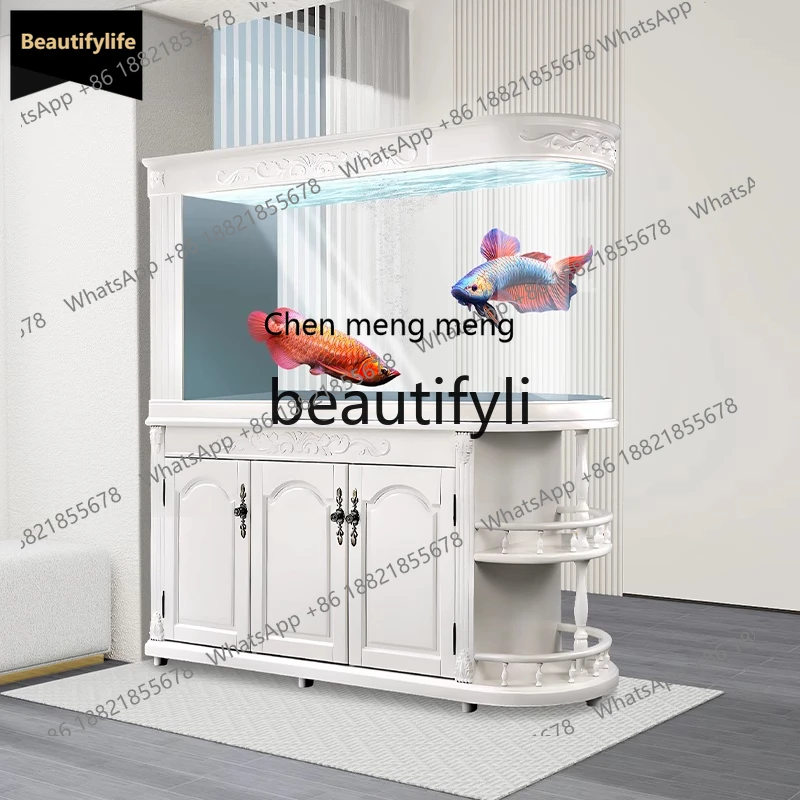 

GG New Solid Wood Ultra White Fish Tank Living Room High-end New Silent No Water Change Free Installation New Intelligent