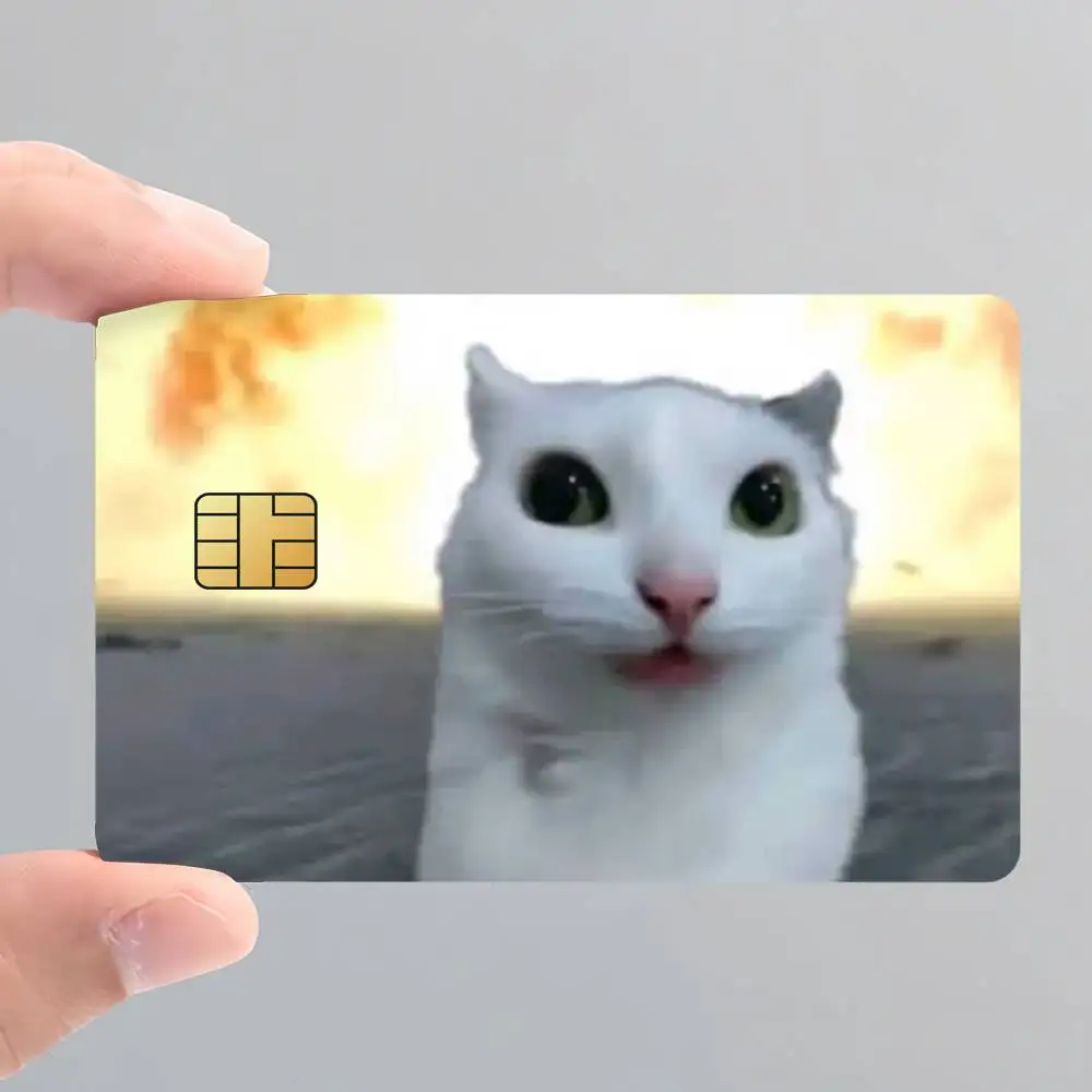 Cat Meme Poster Credit Card Skin Stickers for Bank Access Protective Film Cover Sticker Surprise Gift