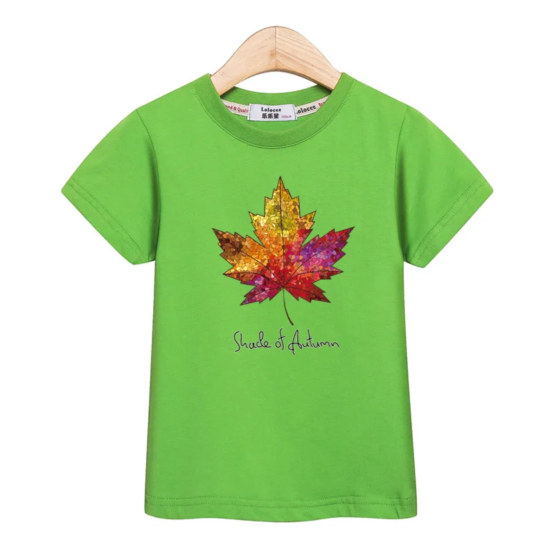 3-13T Short Sleeved T-shirt Children Summer Clothing Maple Leaf Graphic Shirt Boys and Girls Cotton Tops