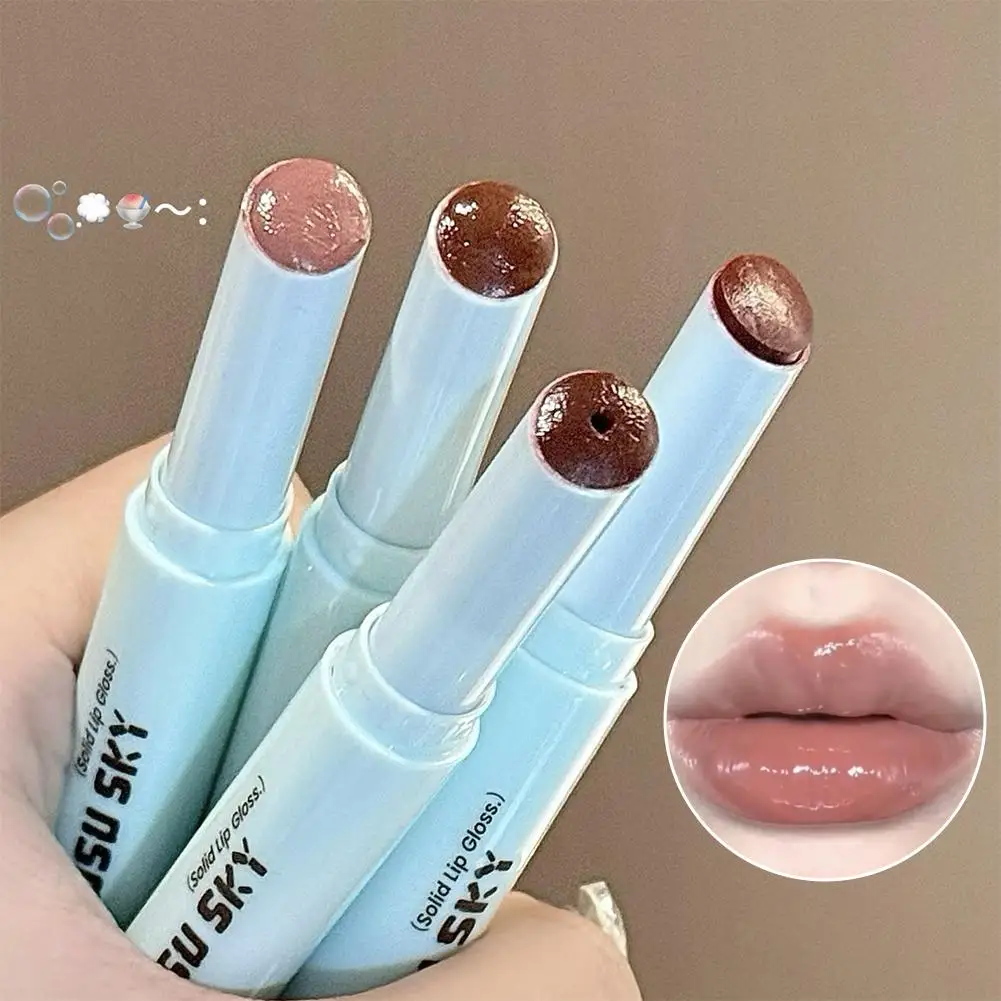 4 Colors Solid Lip Gloss Stick Non-Sticky Glass Shine Tint Light Lipstick Hydrating Natural Look Lip Balm Makeup Water R7O4