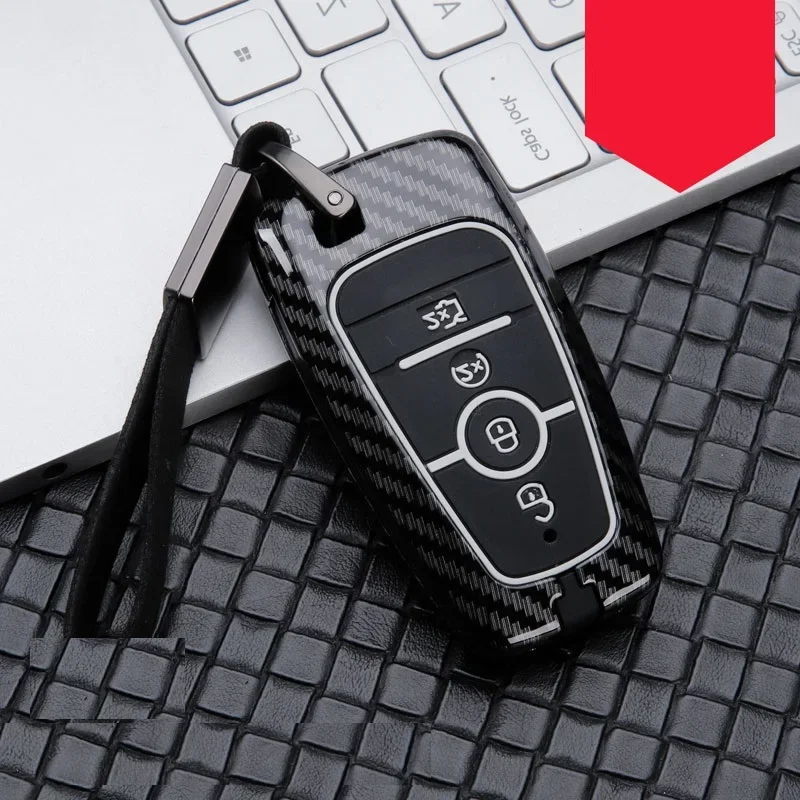 Carbon fiber Alloy+Silicone Key Case Cover For Ford Fusion Mondeo Mustang Edge Expedition EXplorer F-150 F-250 F-350 2018 2019