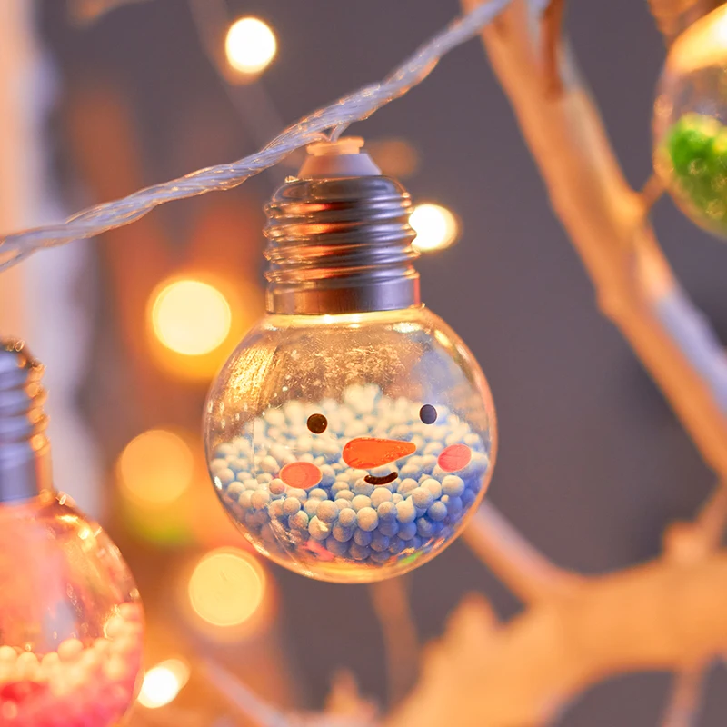 1PC 1,5 M10LED Weihnachten Bunte Glühbirne Ball Lichterketten Batterie Betrieben Dekoration Lampe Lächelndes Weihnachtsbaum Lichterkette