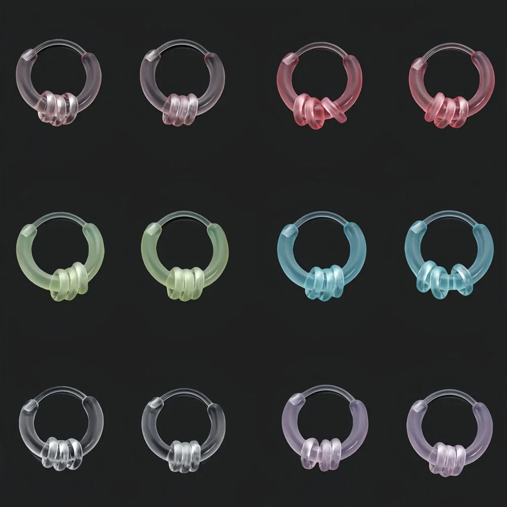 12pcs Elegant Resin Hoop Earrings Set Hypoallergenic Durable and Stylish in Pastel Vibrant Colors Perfect for Daily Wear Gift