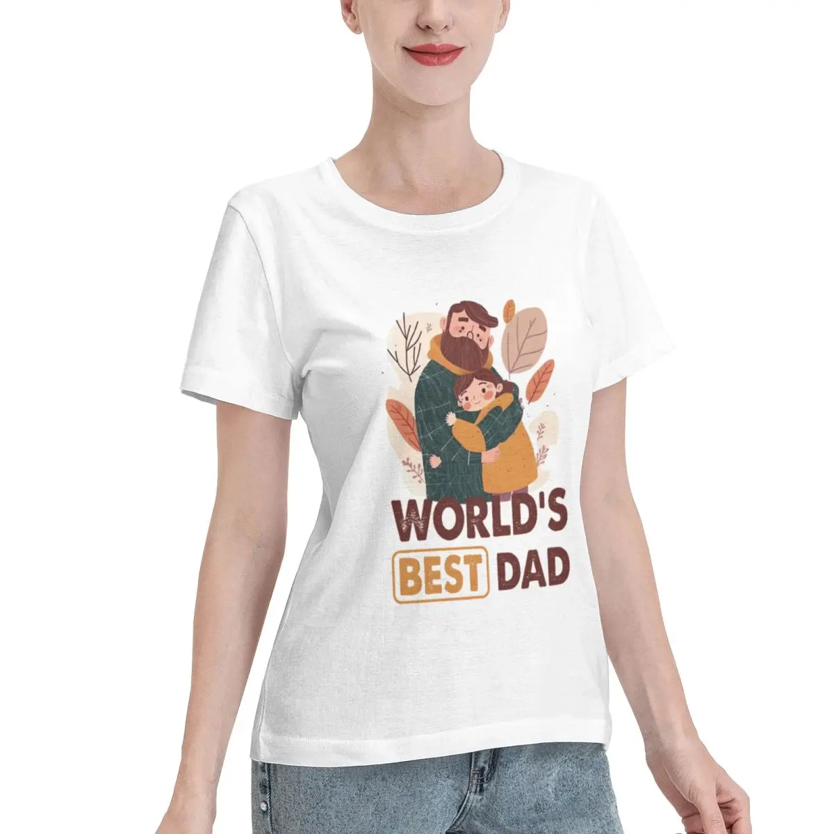 Budget Friendly The Best Father Hugs His Daughter Among Beautiful Flowers Women's T-shirt French Style Trendy Basic Tee