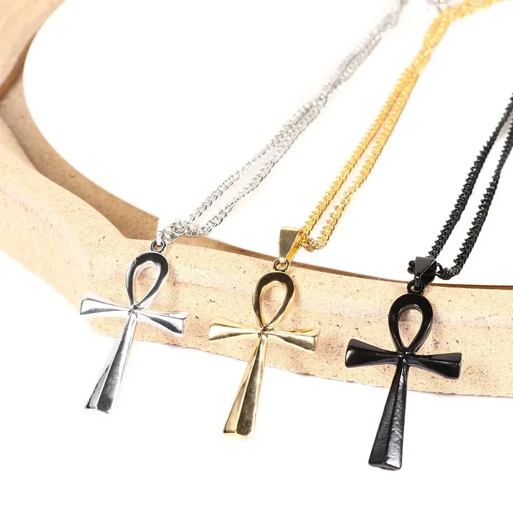 يسوع مجوهرات الفولاذ المقاوم للصدأ اكسسوارات هدية للرجال النساء الذهب الأسود الفضة اللون سلسلة المختنق الصليب قلادة المعلقات