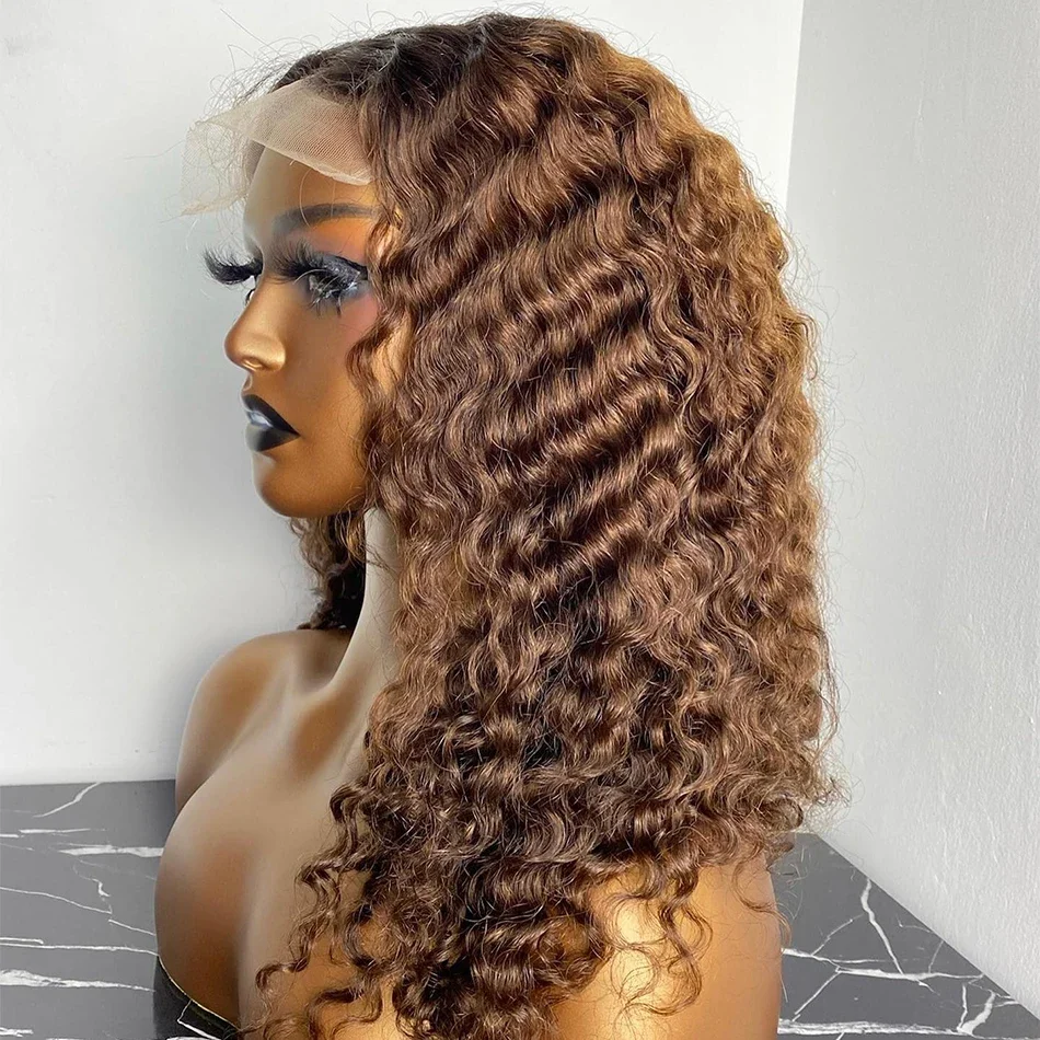 Long Brown Kinky Curly Lace Front Wig para mulheres, cabelo do bebê, pré-arrancadas, sem cola, resistente ao calor, 180 Densidade, 26in, diária