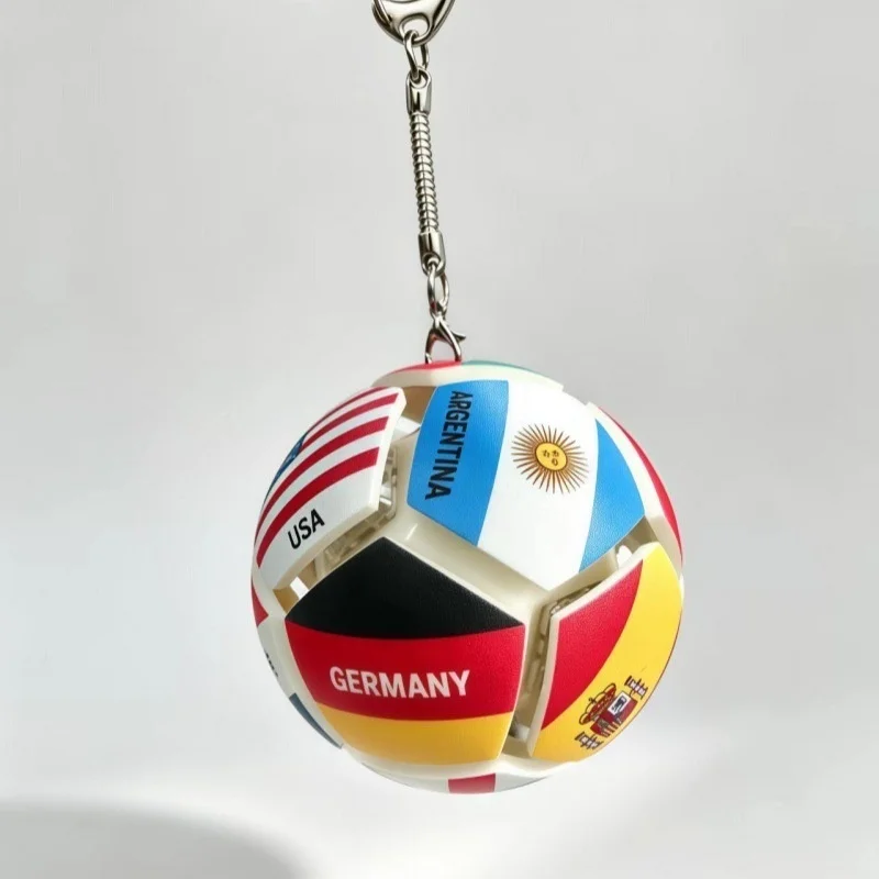 Mini Round Button Football Many Flag Keychain Decompression Portable Elastic Relief Stress Toys Anxiety Sports Fan Souvenir Gift