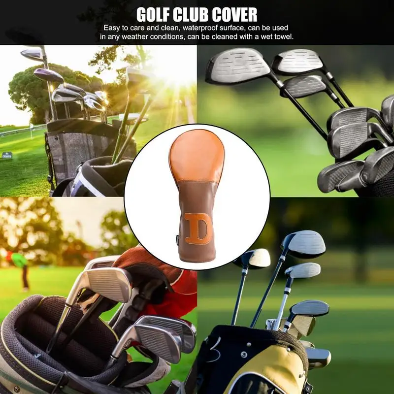 Copricapo per mazze da Golf Driver marrone PU Leather Hybrid Wood Head Cover protettiva Golf Driver Fairway Woods Cover Hybrid