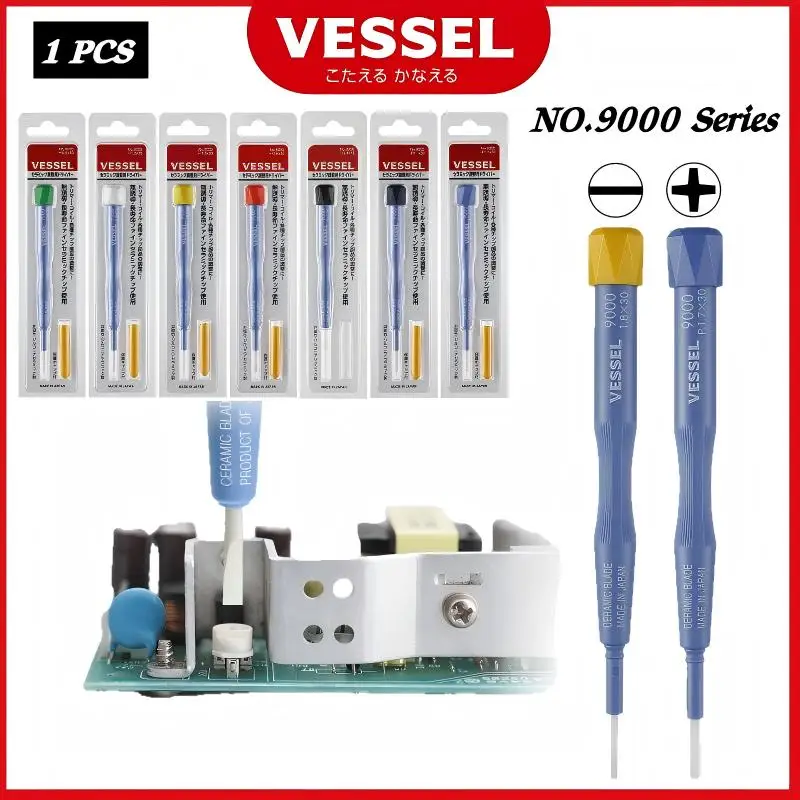 VESSEL NO.9000 Series JIS Ceramic Precision Screwdriver - Insulation Tested, Non-Inductive for High Frequency Circuit Adjustment