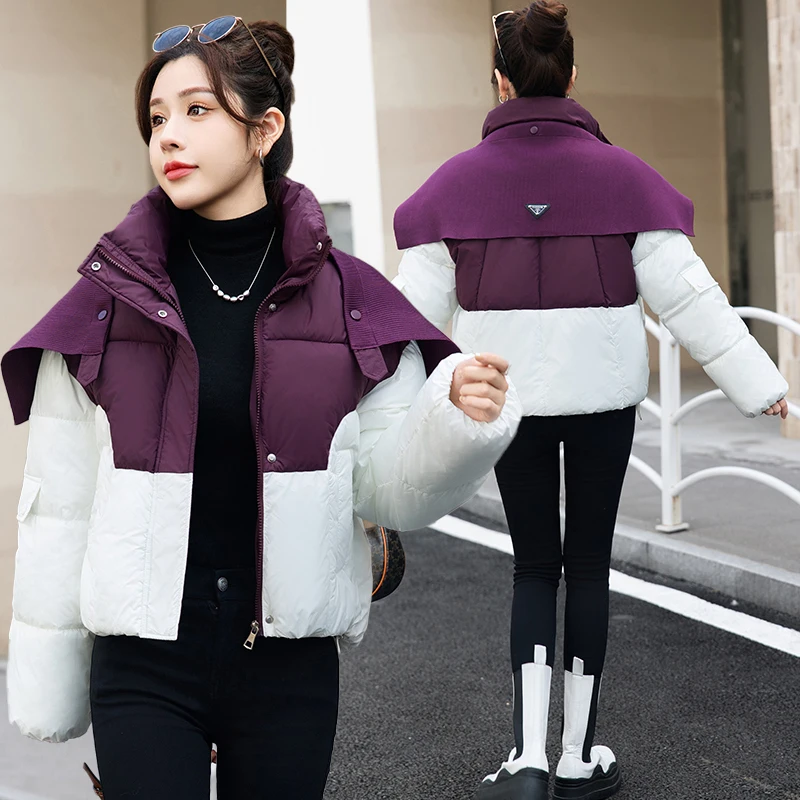 

Winter Thiened Cotton Jacket Stand Collar Loose Women's Anti-Aging Downl Polyester Korean Sle