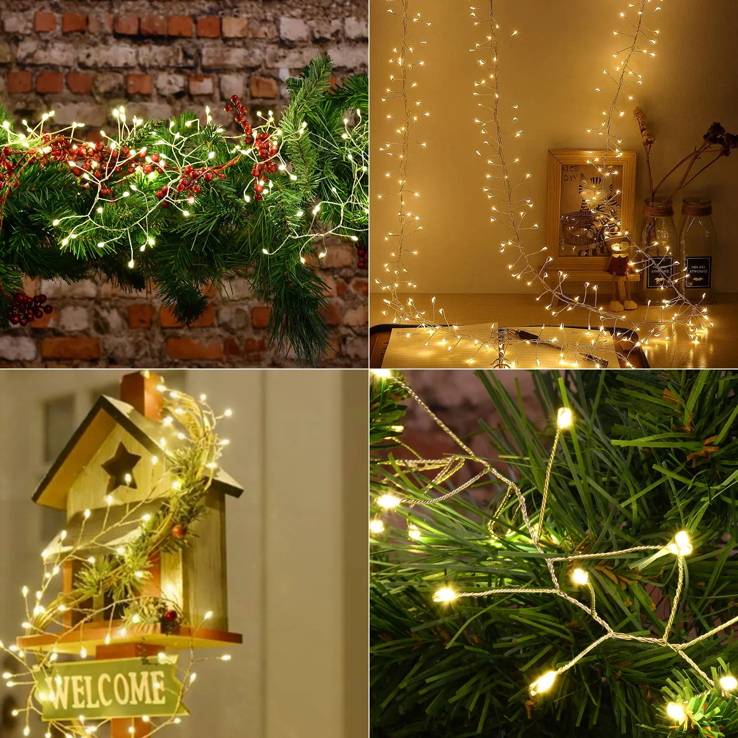 緑のワイヤーブラスターのガーランドのライト,寝室,屋外,結婚式,誕生日,クリスマスの木の装飾,1000LED, 36m, 2024