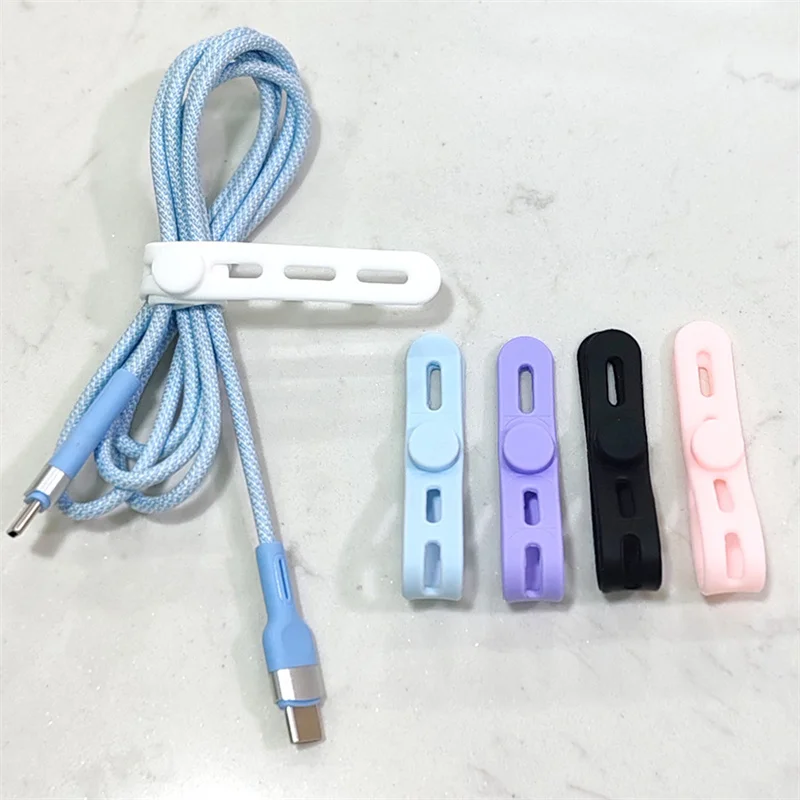 10Pcs Colorful Silicone Cable Ties Adjustable Reusable Heavy Duty Cable Organizer Management for Fastening Cords and Wires