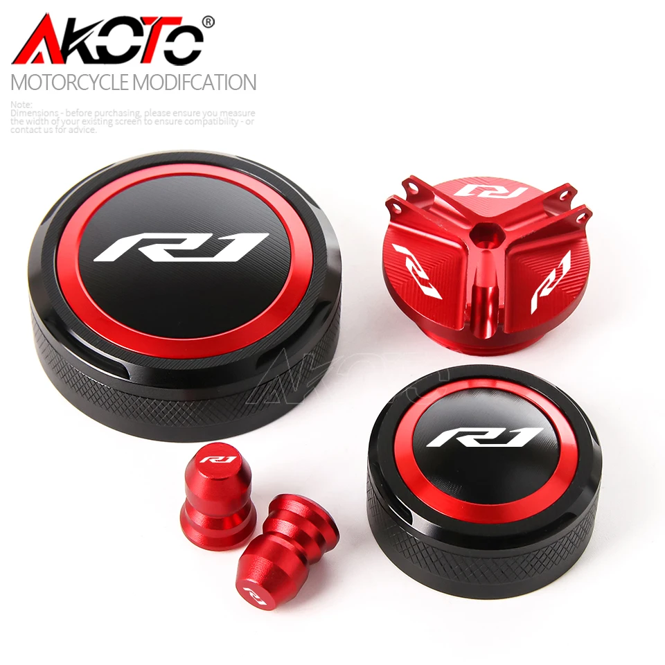 

NEW Front Rear Brake Fluid Reservoir Cover Engine Oil Filler Tire Valve Cap FOR YAMAHA YZF-R1 YZFR1 R1 R1M Parts 2009-2025