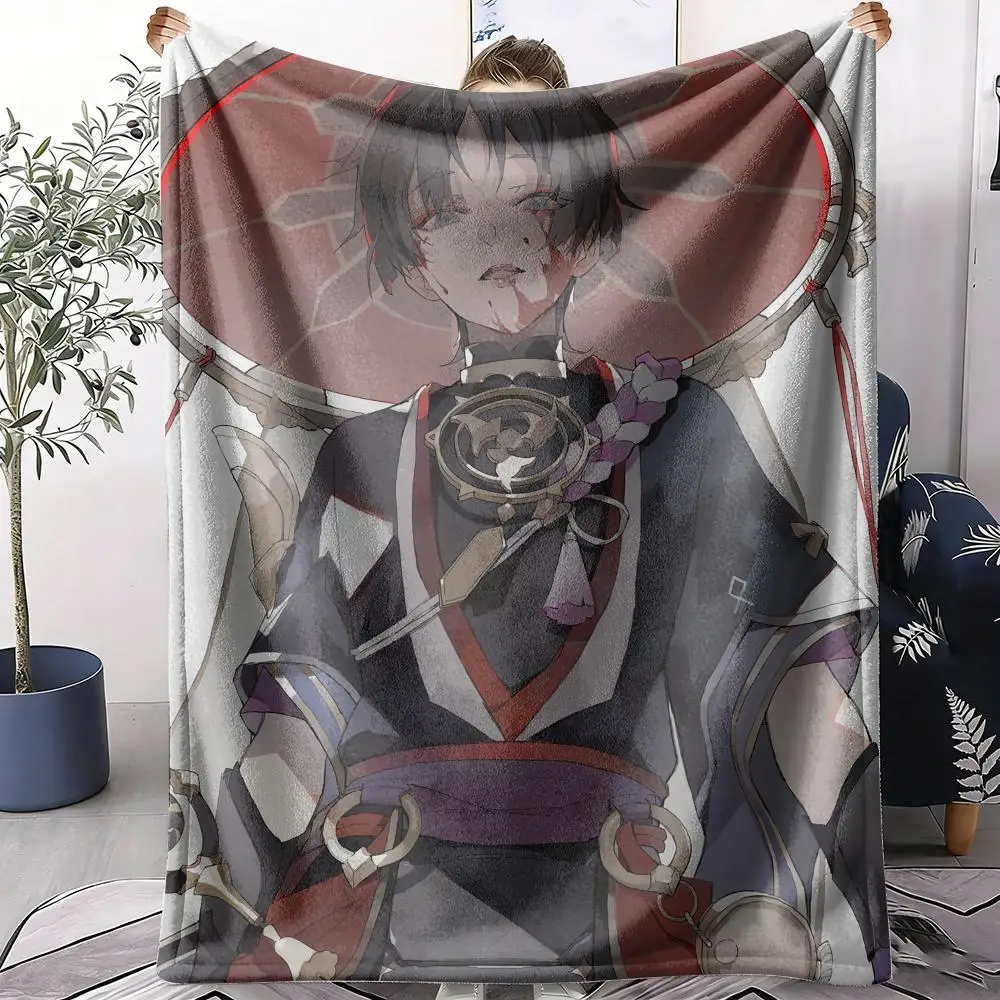 Genshin Impact Wanderer Throw Soft Flannel Throw Blanket for Sofa Bed Couch Air Conditioning Blanket for Office Naps Home Travel