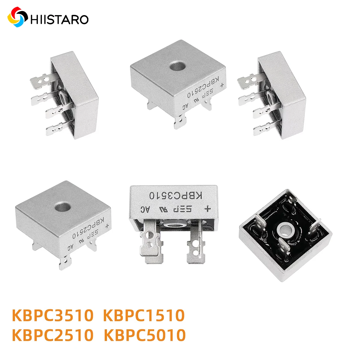 5Pcs KBPC1510 KBPC2510 KBPC3510 KBPC5010 Bridge Rectifier Diode Square Single Phase Rectifier Module for Power Supply