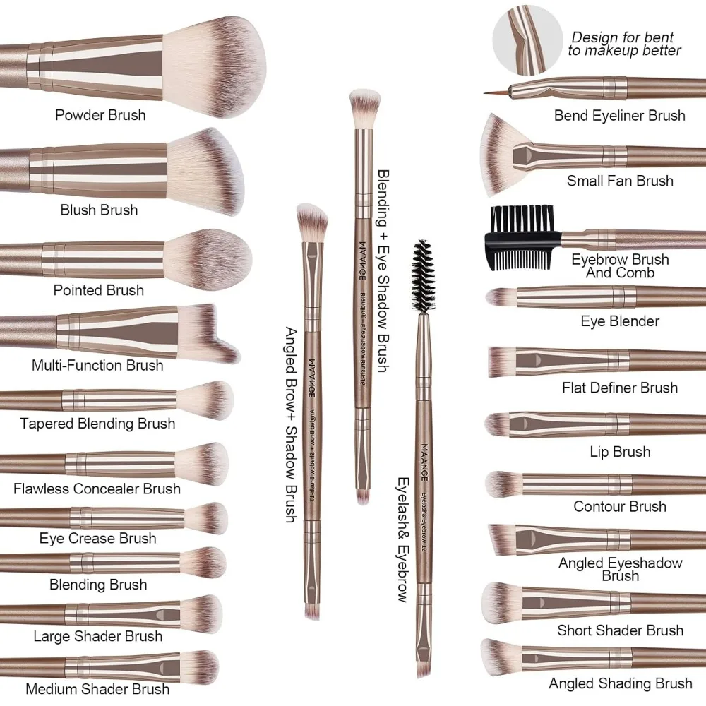 Set di pennelli per trucco 23 pezzi Pennelli per trucco Pennelli per trucco sintetici premium Cipria professionale Blush Miscela di ombretti a punta