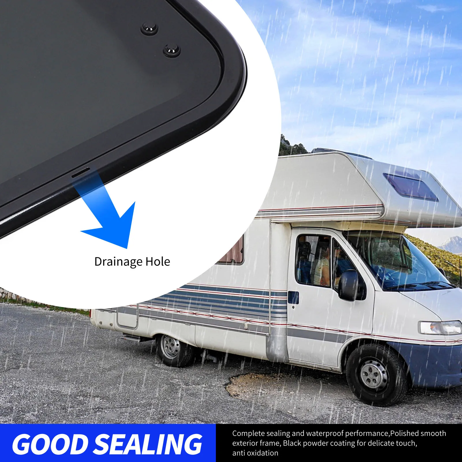 28X16 بوصة RV نافذة إطار من سبائك الألومنيوم الزجاج المقسى حجب الشمس مع قضيب دعم هيدروليكي للمقطورة متنقل #2